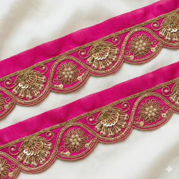 Handcrafted Floral Zardozi Lace Border