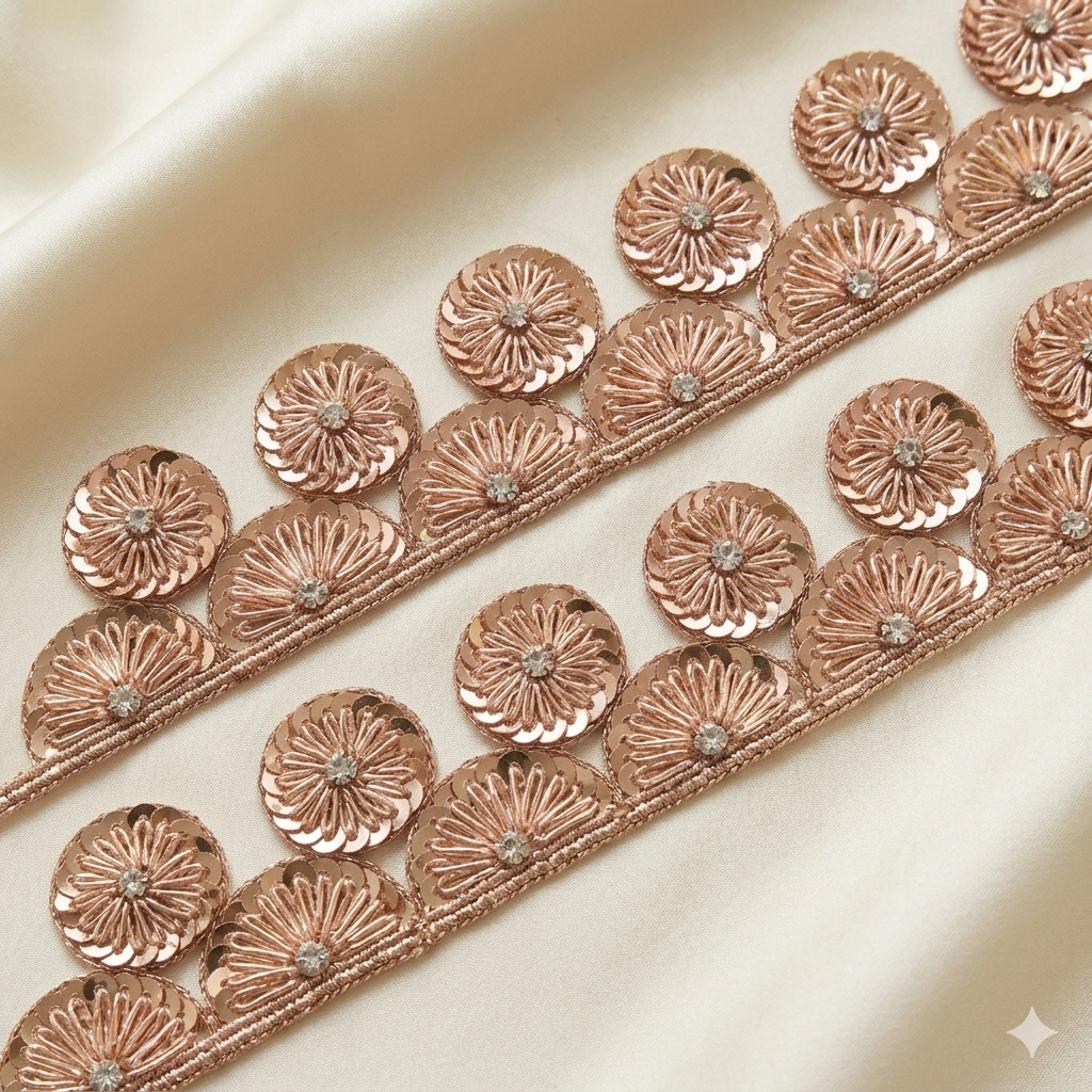 Floral Sequin Embroidered Lace Border