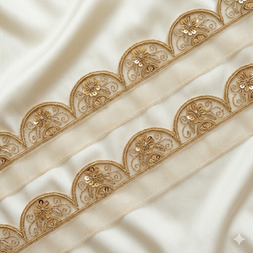 Handcrafted Floral Scallop Embroidered Border