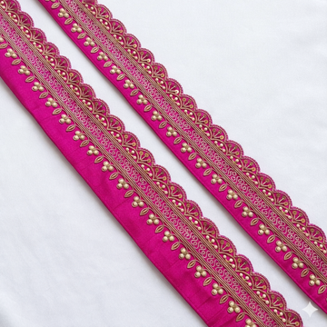 Floral Vine Lace Border with Pearl Detailing for Designer Wear