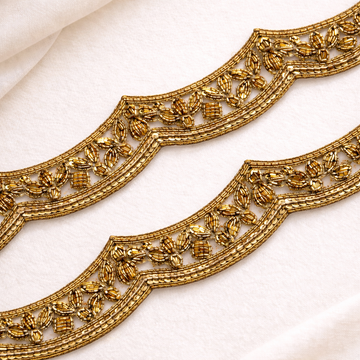 Antique Gold Handwork Zardozi Scalloped Trim