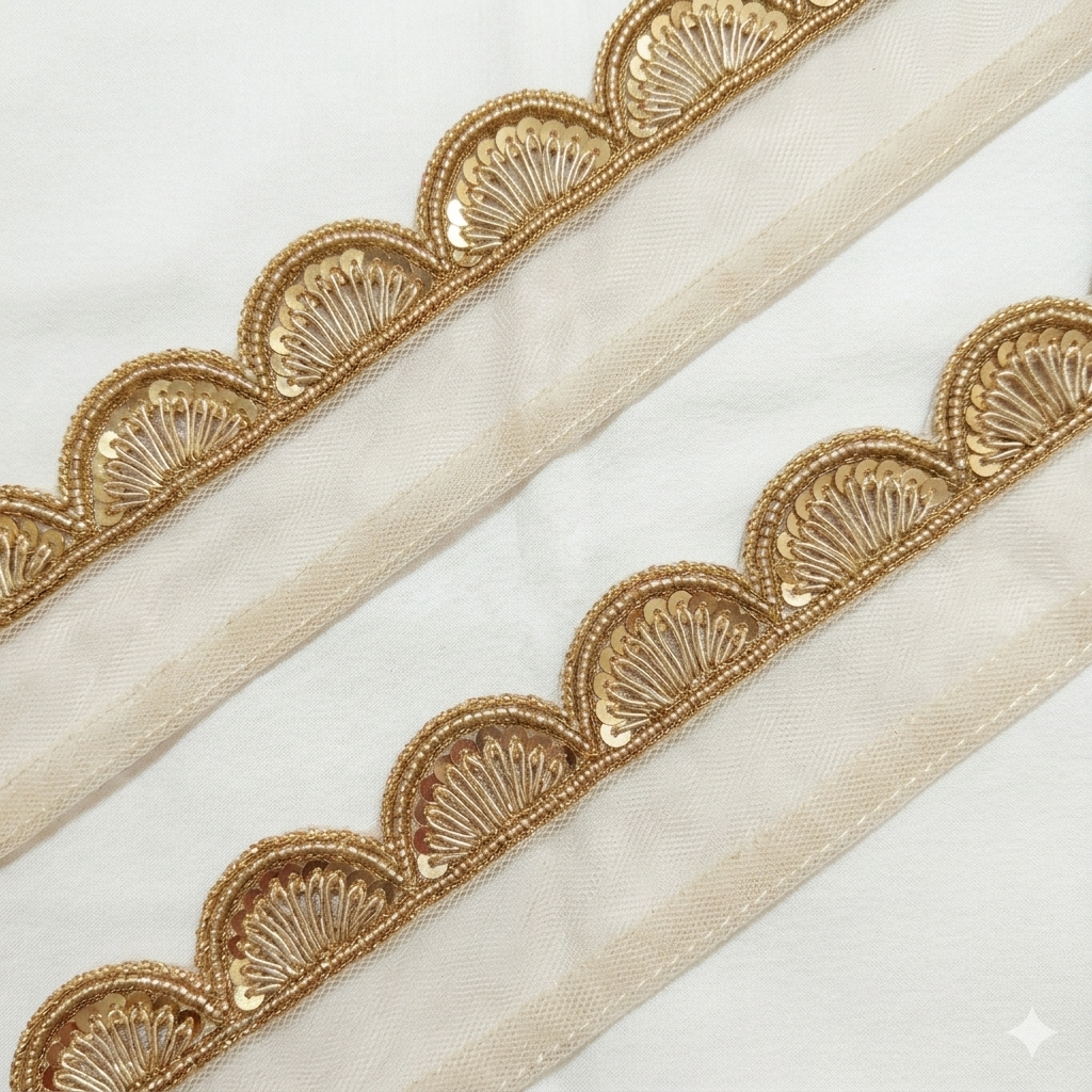 Handcrafted Scallop Sequin Embroidered Lace