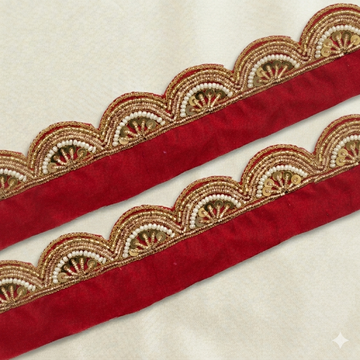 Designer Scallop Lace Trim with Bead and Sequin Detailing