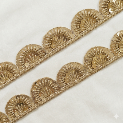 Handcrafted Fan Motif Sequin Lace Border