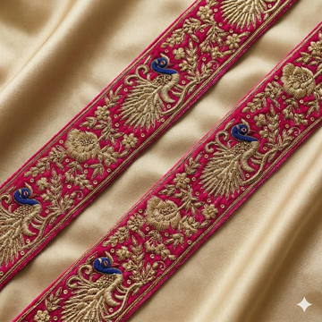 Peacock and Floral Zardozi Designer Lace Border