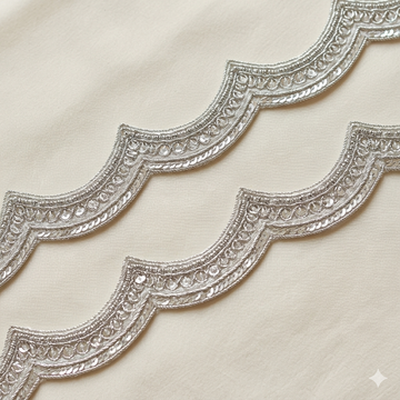 Scalloped Geometric Lace Border with Sequin Detailing