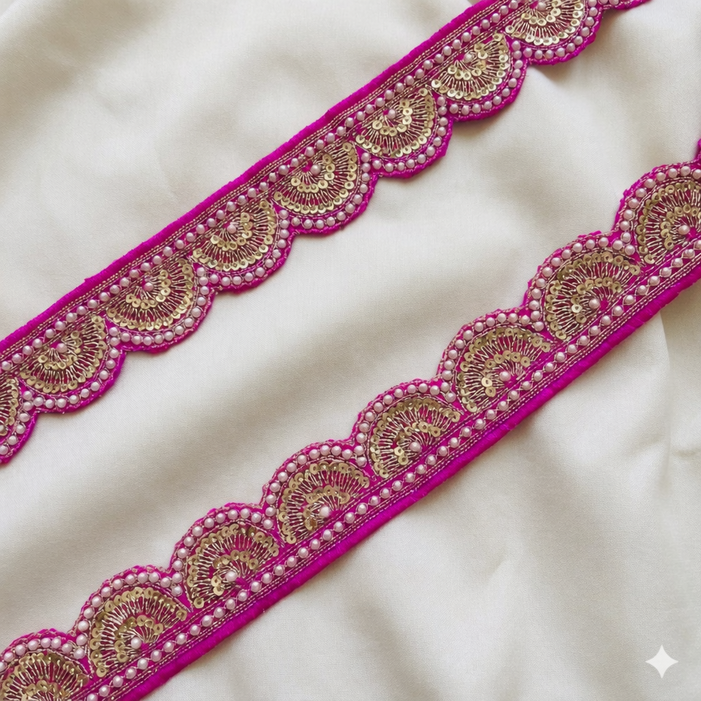 Handcrafted Scalloped Pearl & Sequin Trim