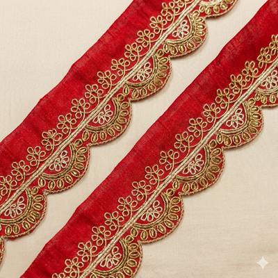 Red Scalloped Thread Zardozi Trim