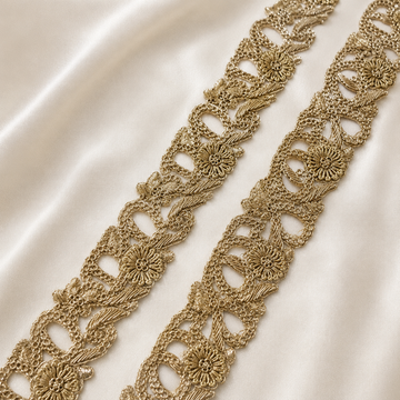 Zardozi Floral Vine Cutwork Lace Border for Designer Wear
