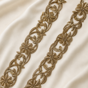 Zardozi Floral Vine Sequin Cutwork Lace Border