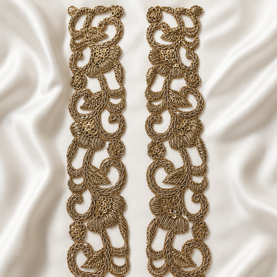 Zardozi Sequin Floral Vine Cutwork Lace Border