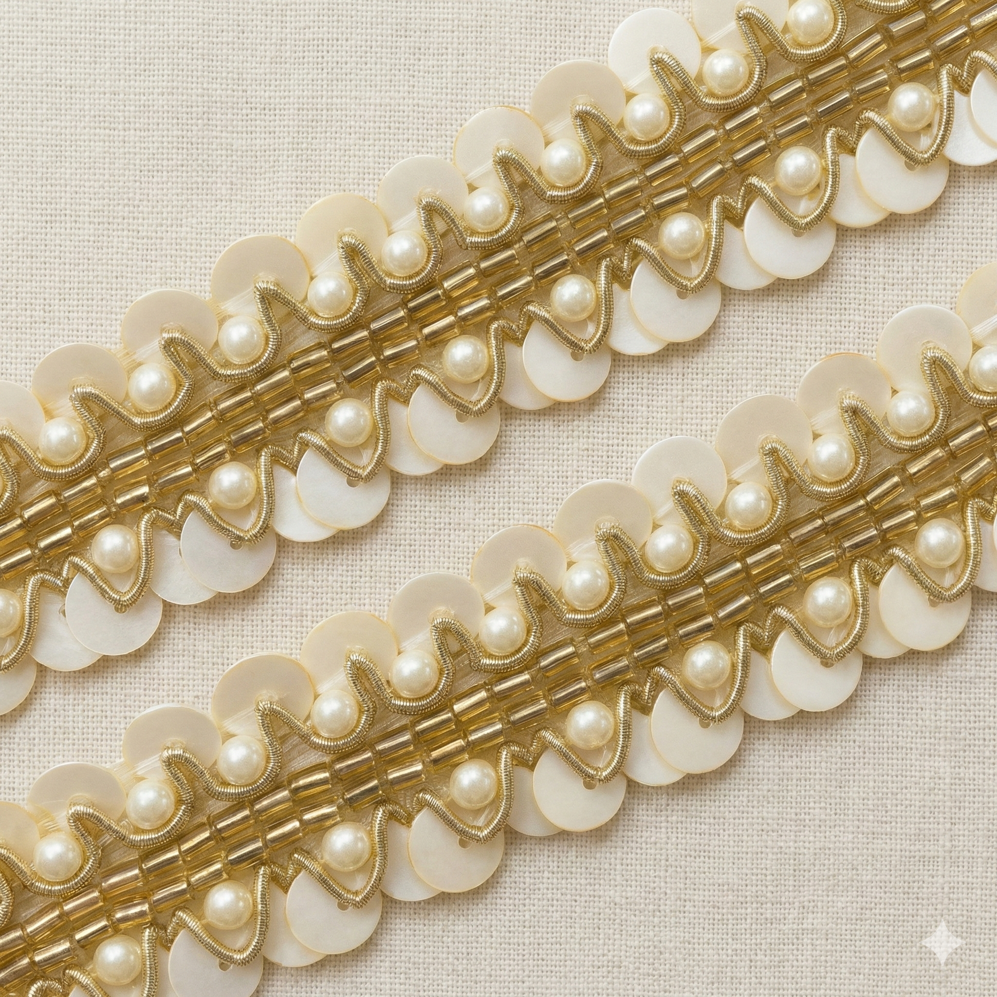 Pearl Sequin Scalloped Lace Trim – Handcrafted Designer Border