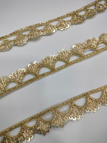 Light Gold Handwork Zardozi Work Lace