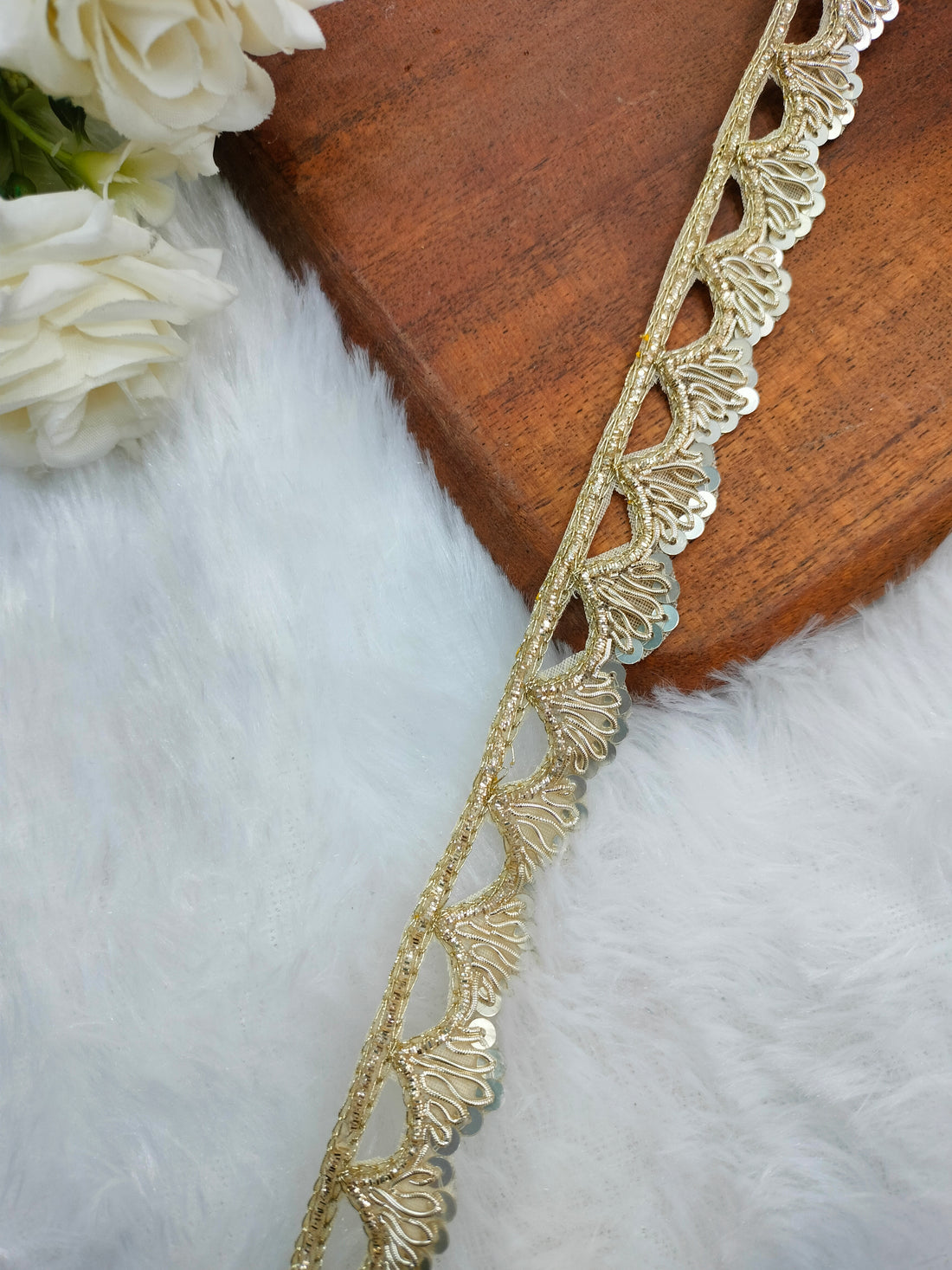 Light Gold Handwork Zardozi Work Lace