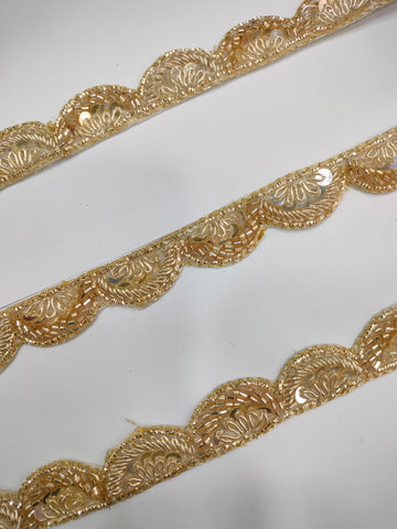 Light Gold Handwork Zardozi Work Lace