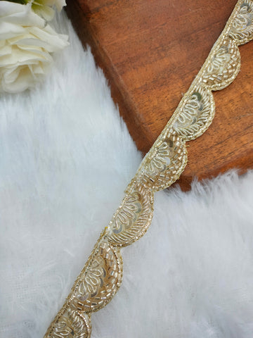 Water Gold Handwork Zardozi Work Lace