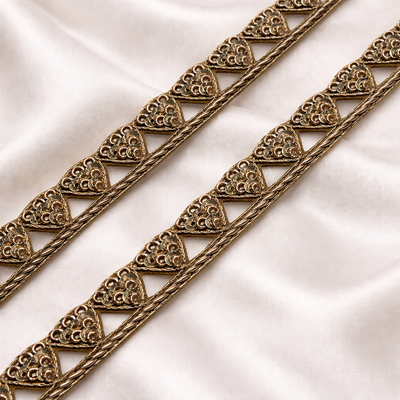 Handcrafted Cutdana Sequin Triangle Pattern Zardozi Lace hover image