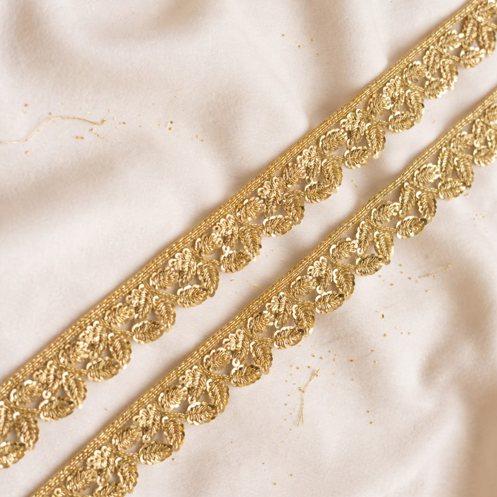 Zardozi Sequin Leaf Embroidered Lace