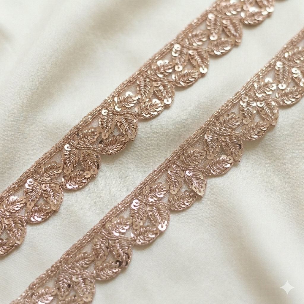 Zardozi Sequin Leaf Embroidered Lace