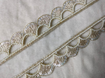 White Handwork Zardozi Work Lace