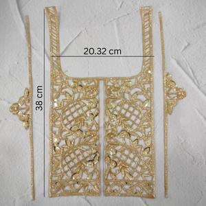 Handcrafted Gold Zardozi Neck Patch Set hover image
