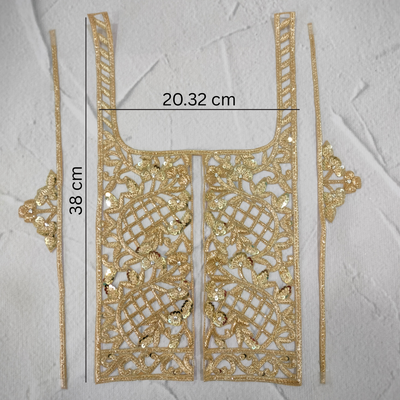Handcrafted Gold Zardozi Neck Patch Set hover