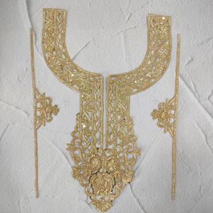 Handcrafted Gold Zardozi Neck Patch Set