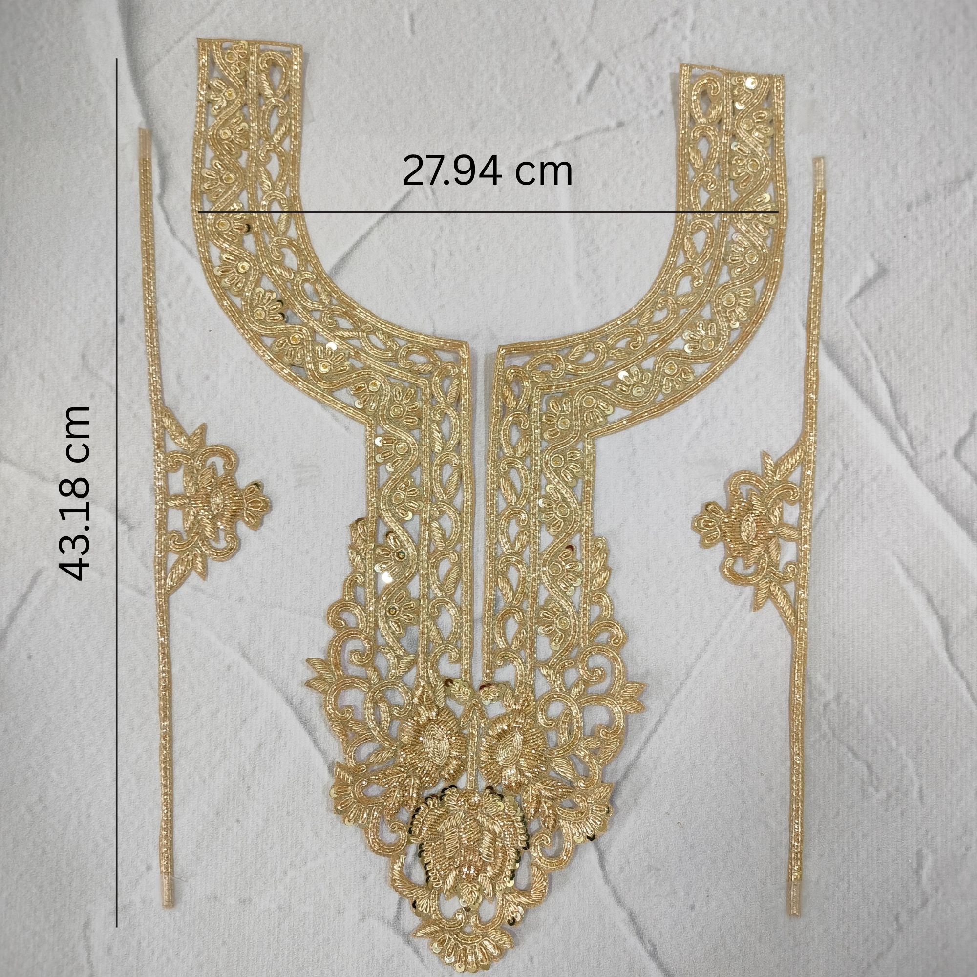 Handcrafted Gold Zardozi Neck Patch Set