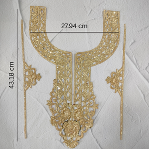 Handcrafted Gold Zardozi Neck Patch Set hover image