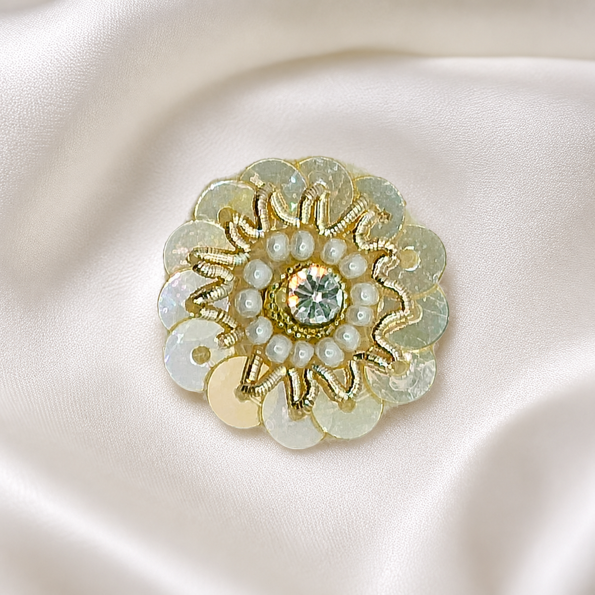 Zardozi Patch with Sequins & White Pearls