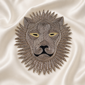 Handcrafted Lion Face Beaded Embroidered Designer Patch
