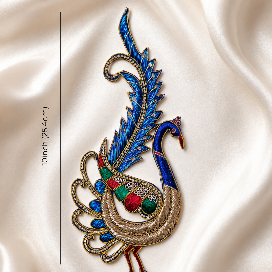 Handcrafted Peacock Feather Embroidered Designer Patch