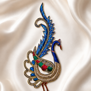 Handcrafted Peacock Feather Embroidered Designer Patch
