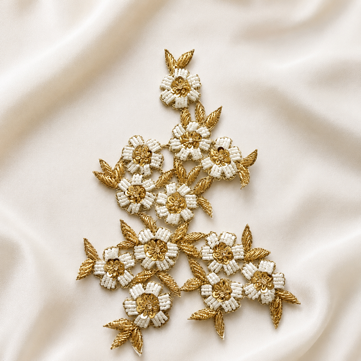 Handcrafted Floral Beaded & Sequin Patch for Bridal and Designer Wear