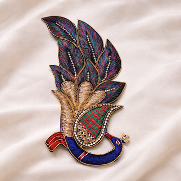 Handcrafted Zardozi Bird Motif Applique