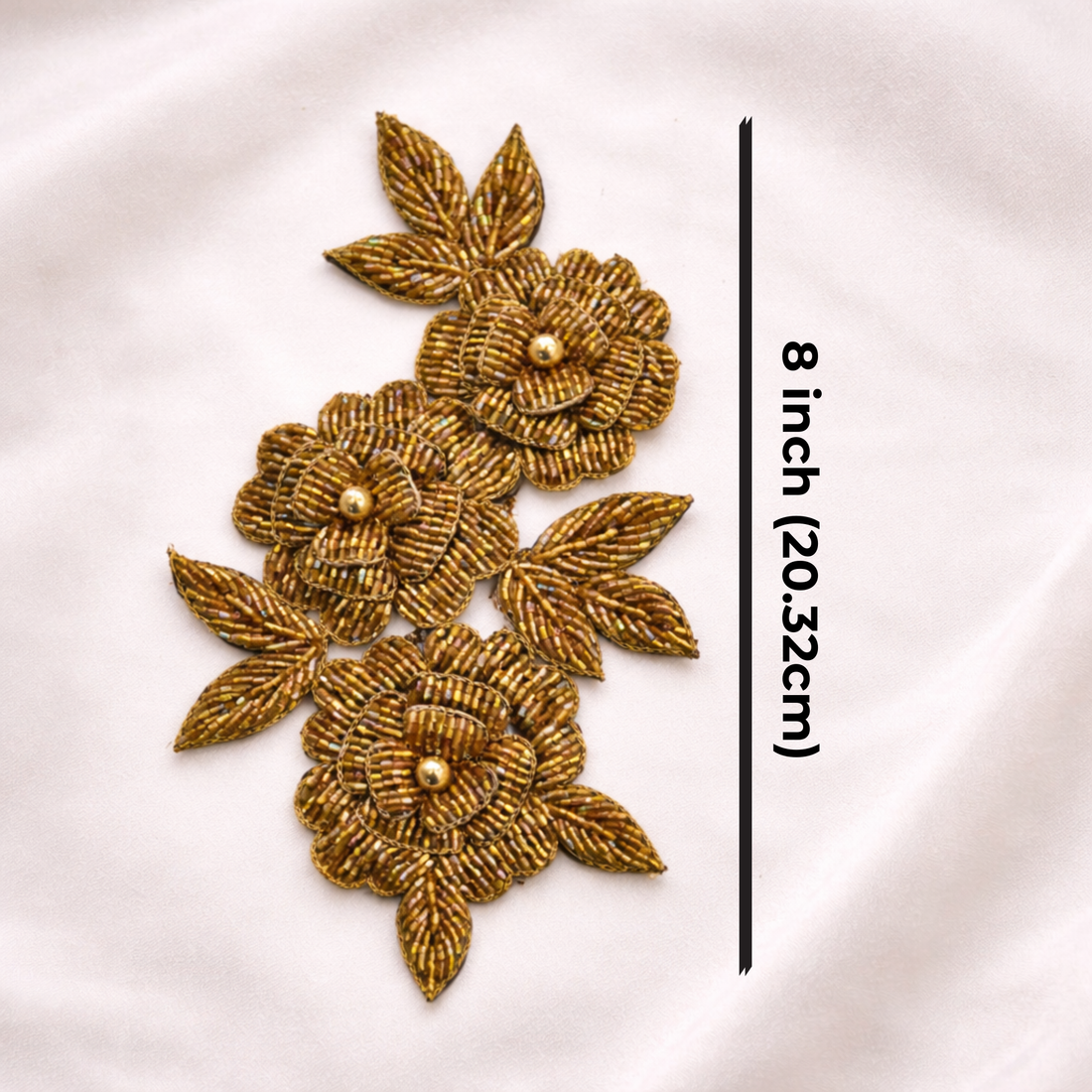 Handcrafted Zardozi Flower Embroidery Applique