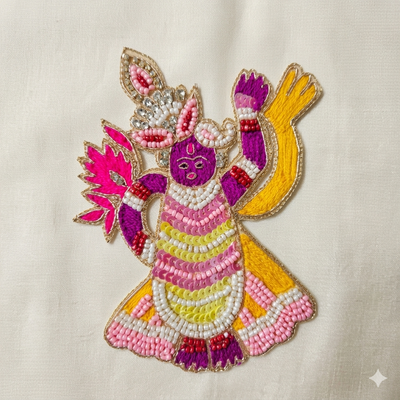 Handcrafted Beaded Embroidered Patch with Figurative Motif