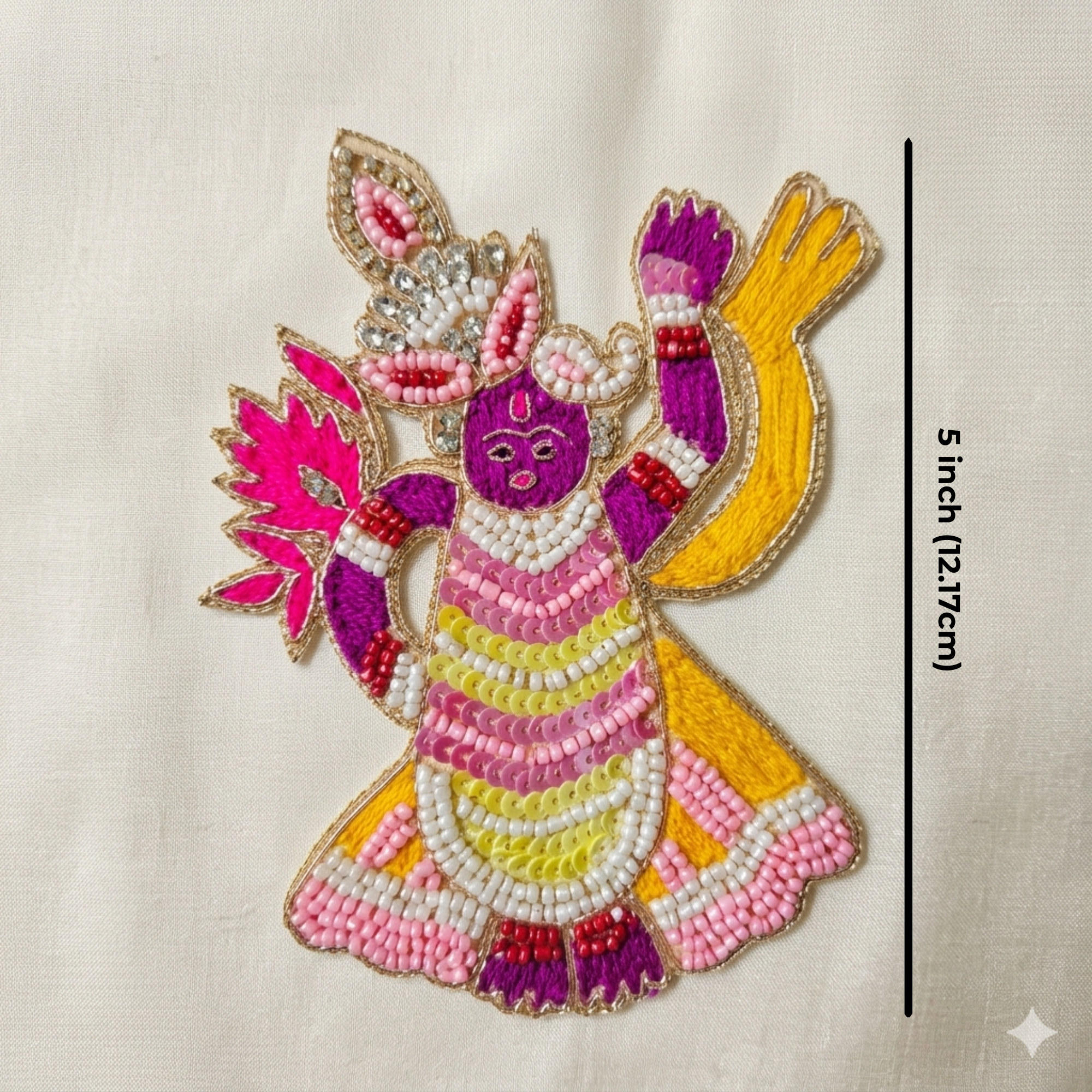 Handcrafted Beaded Embroidered Patch with Figurative Motif