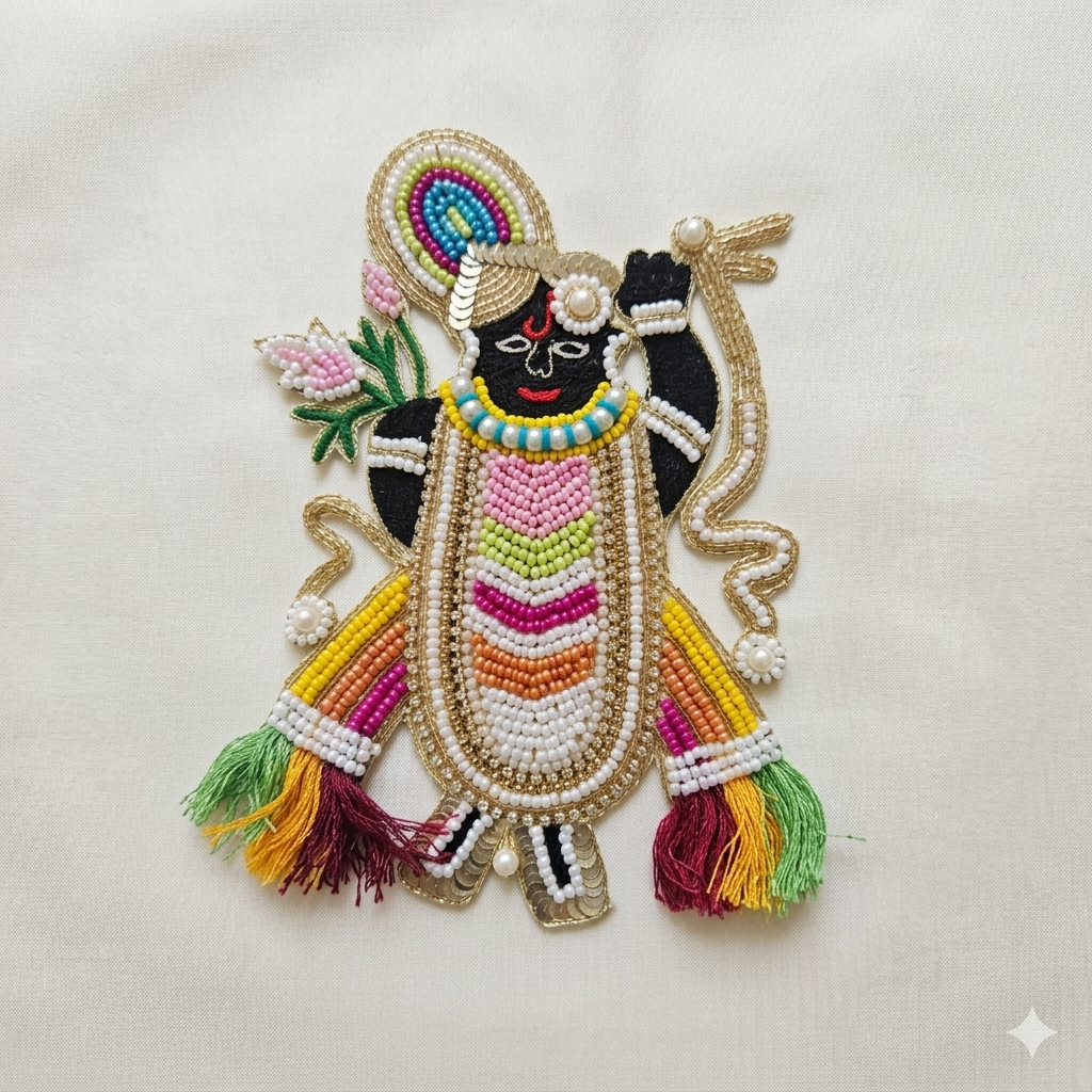 Handcrafted Beaded Embroidered Patch with Figurative Motif