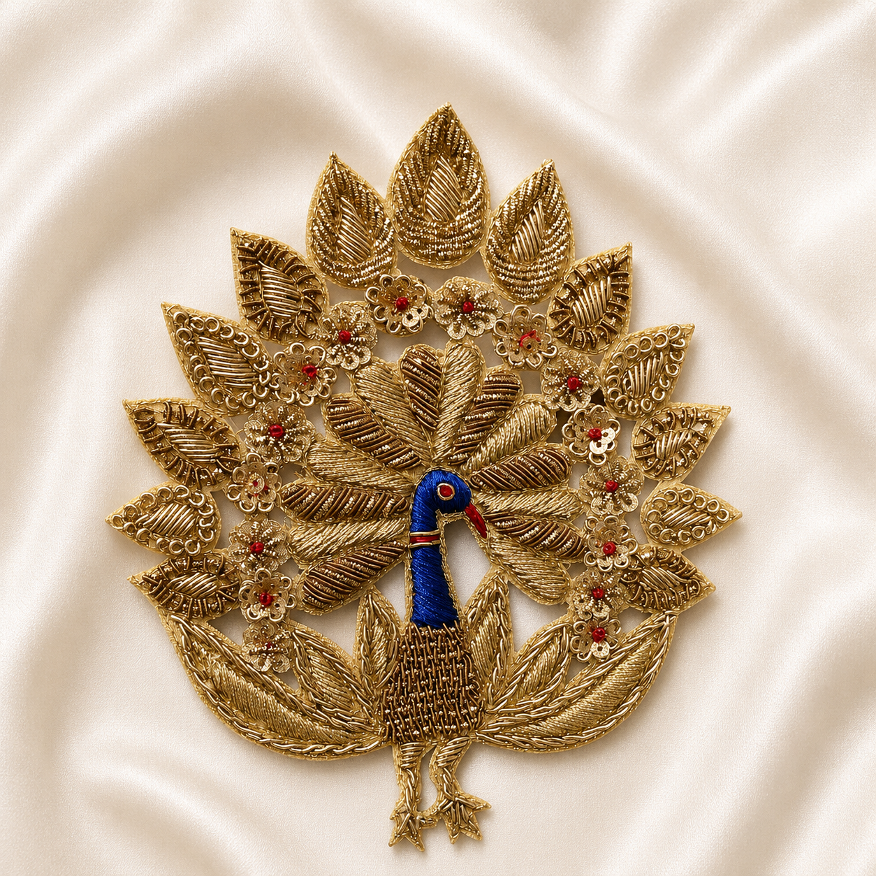 Handcrafted Peacock Floral Embroidered Designer Patch