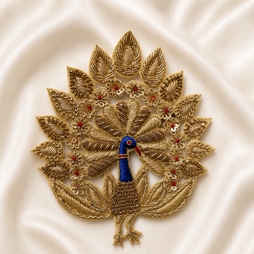 Handcrafted Peacock Floral Embroidered Designer Patch
