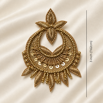 Floral Zardozi Beaded Crescent Embroidered Patch