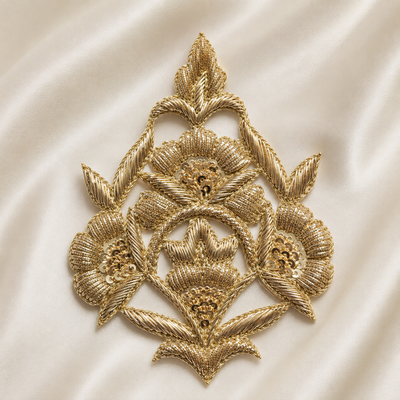 Handcrafted Floral Motif Embroidered Patch with Sequin Work