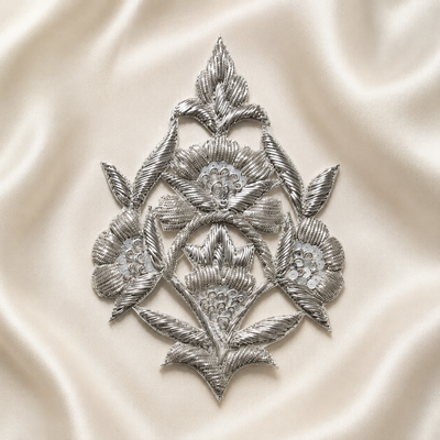 Handcrafted Floral Motif Embroidered Patch with Sequin Work hover image