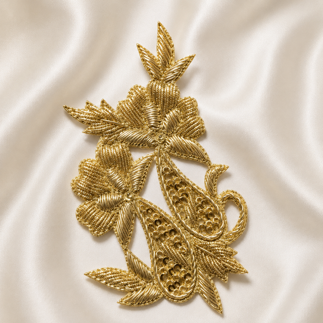 Handcrafted Floral Paisley Embroidered Patch with Sequin Work