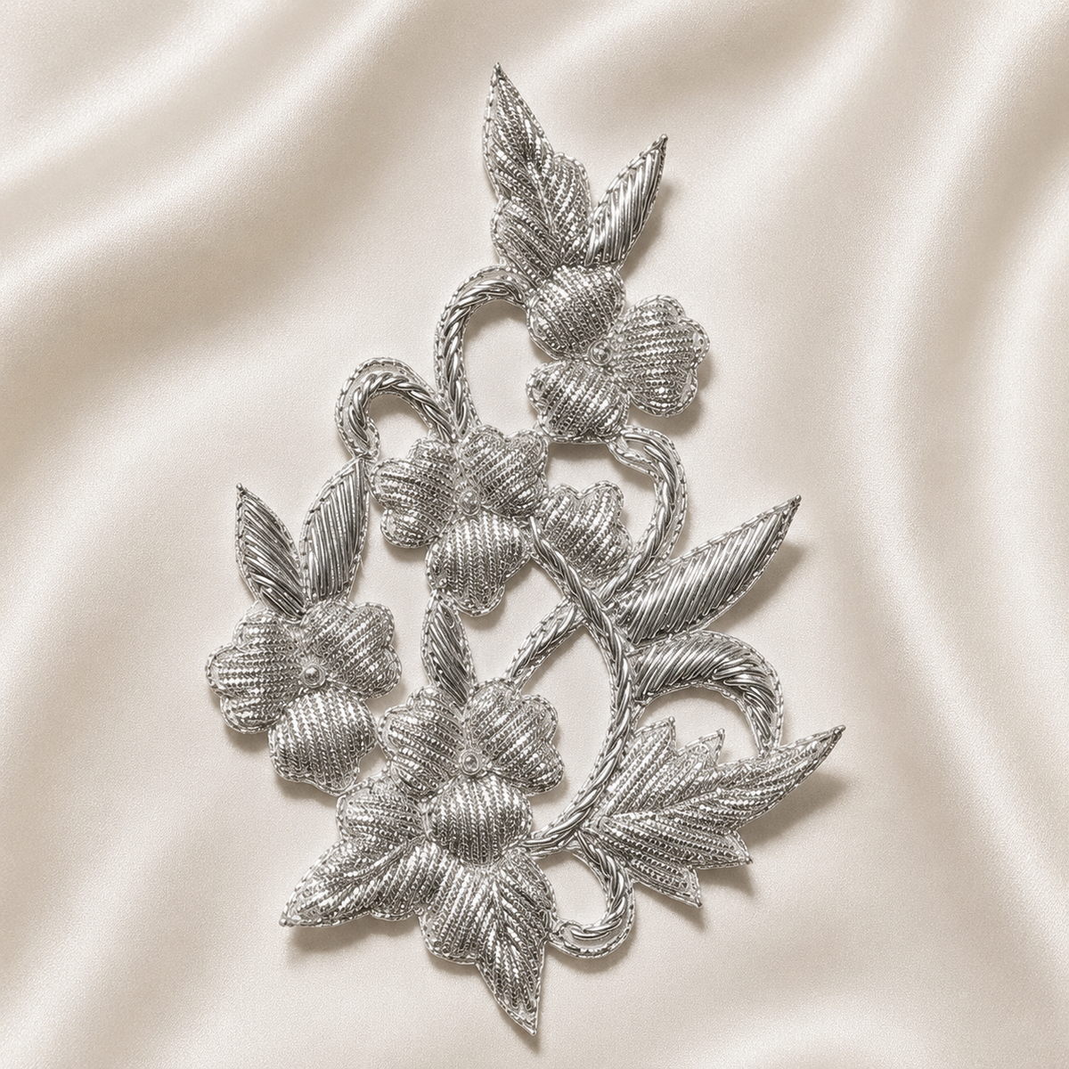 Handcrafted Floral Motif Embroidered Patch with Sequin Work