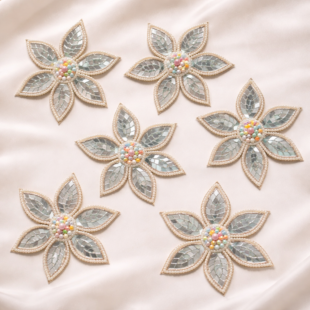 Mirror Floral Embroidery Patch