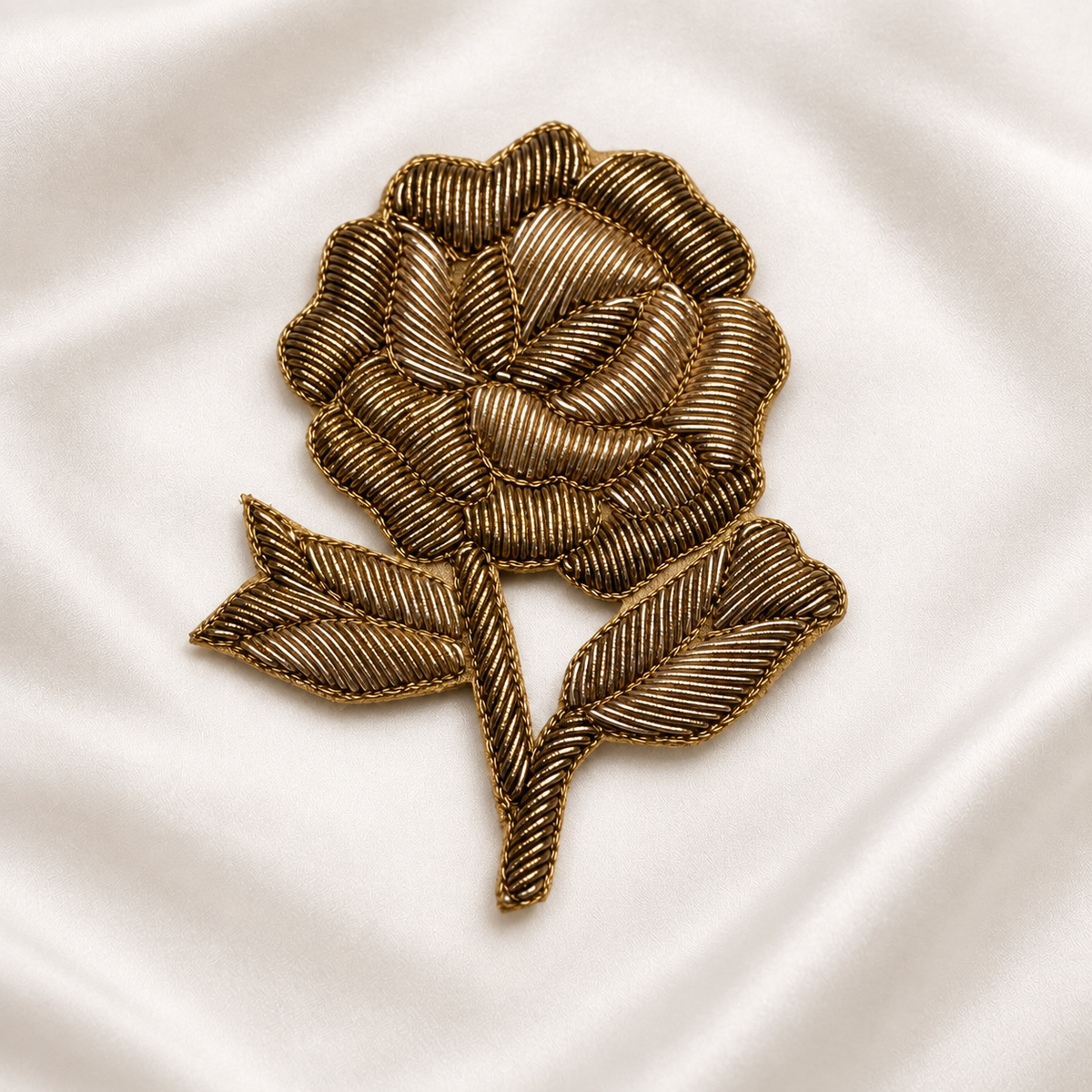 Floral Metallic Handwork Appliqué Patch for Bridal & Designer Wear