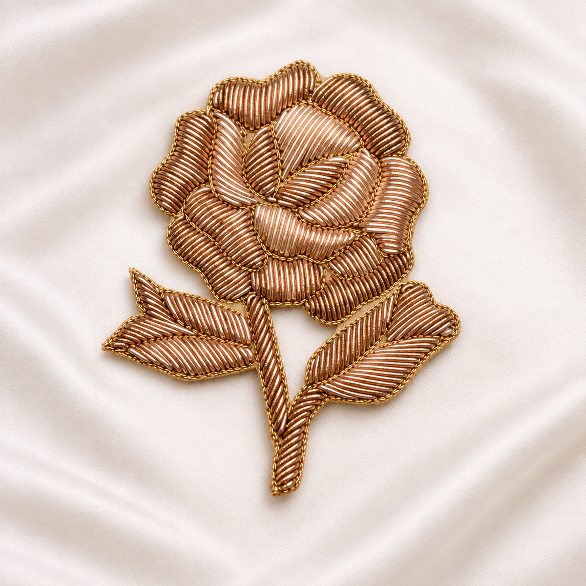 Floral Metallic Handwork Appliqué Patch for Bridal & Designer Wear