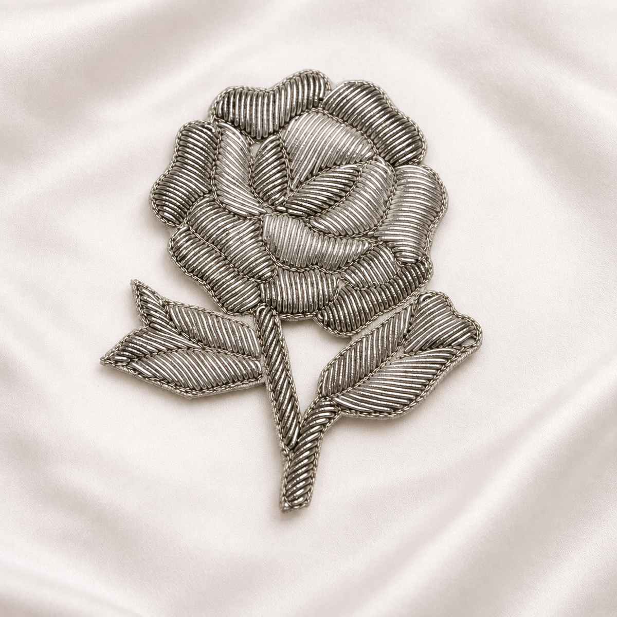Floral Metallic Handwork Appliqué Patch for Bridal & Designer Wear